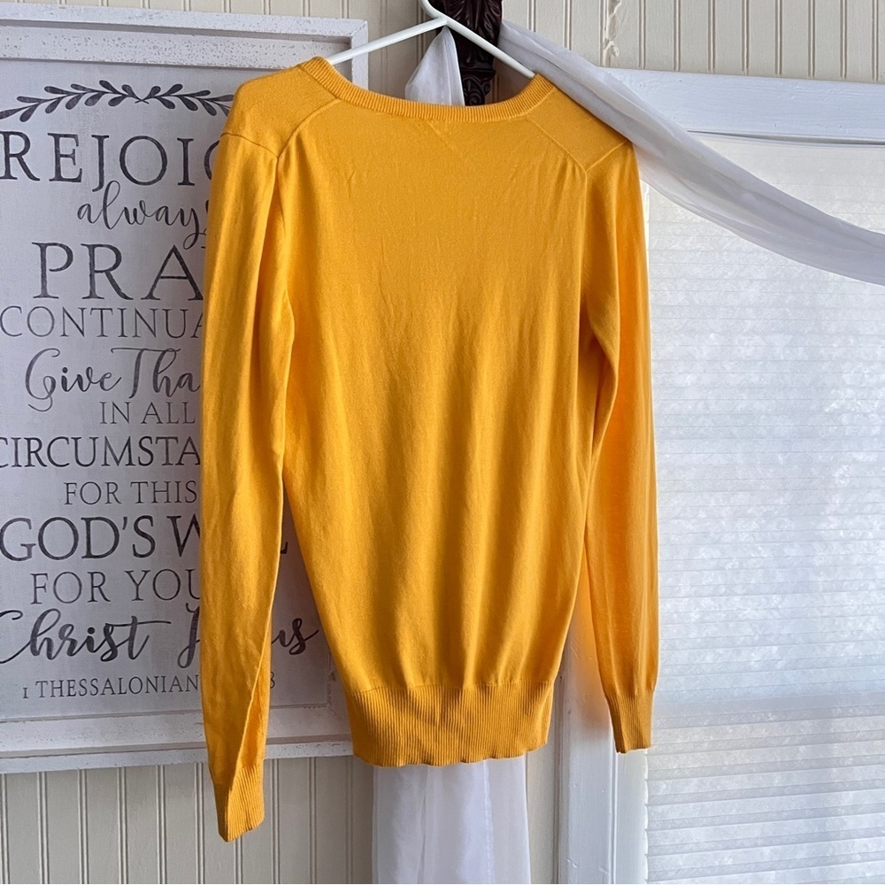 J. Crew Mustard Yellow V-Neck Cotton Sweater - Size Small - Picture 4 of 6